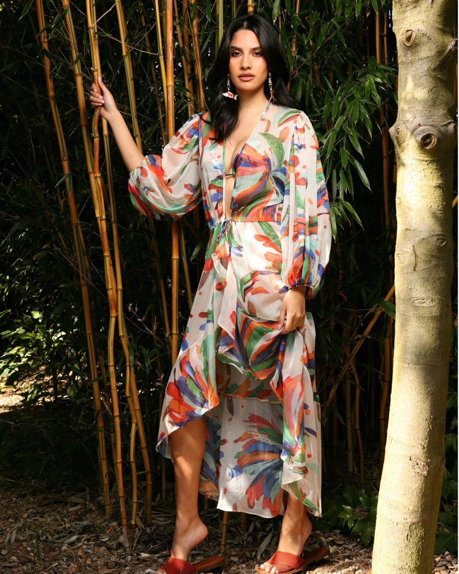 Women Karla Vivian Dresses | Rainbow Baiana Flowy Long Shirt Cover-Up