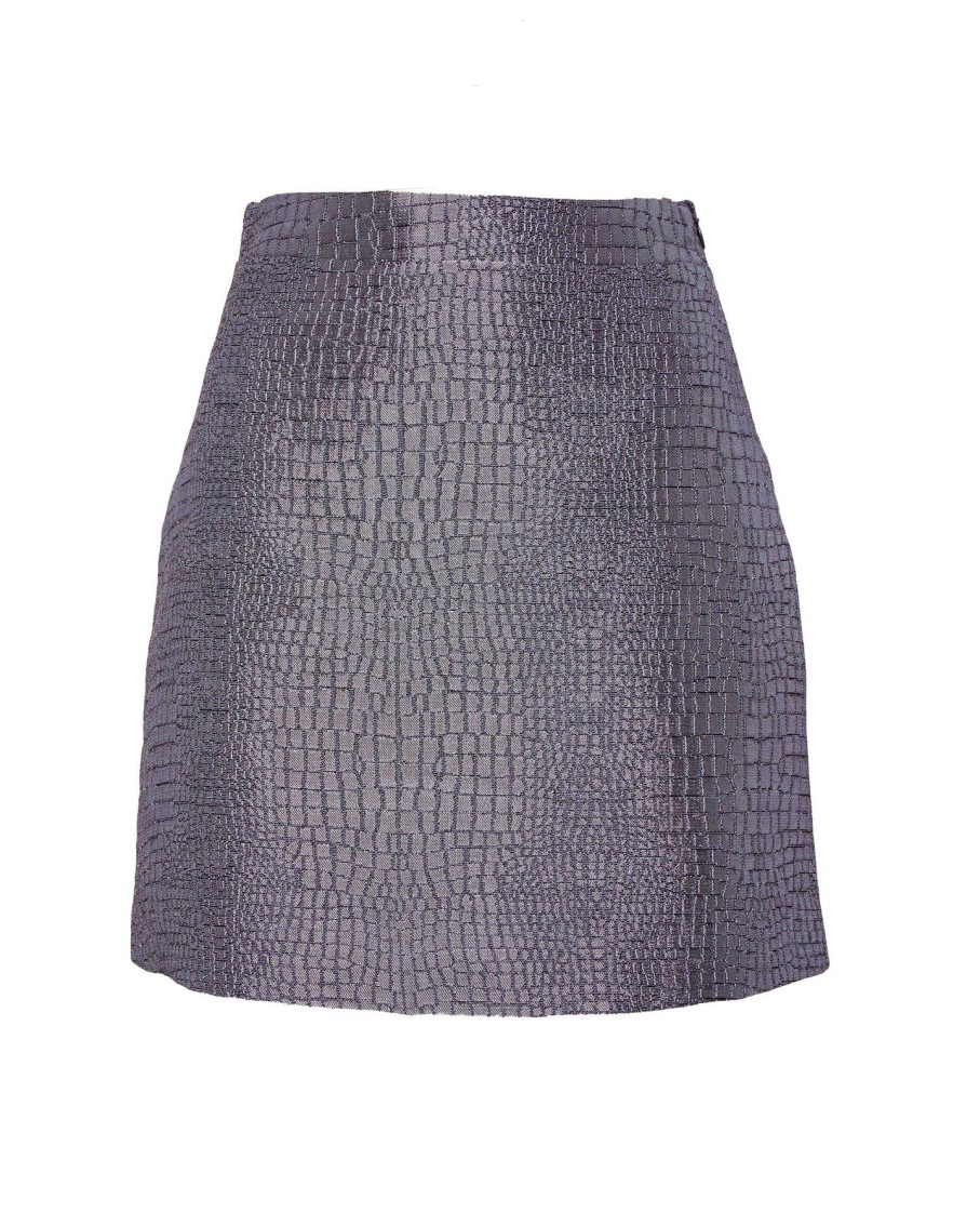 Women Andamane Skirts | Grey Croco Mini Skirt