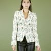 Women Skazi Coats & Jackets | Embroidered Daisy Floral Print Longline Blazer