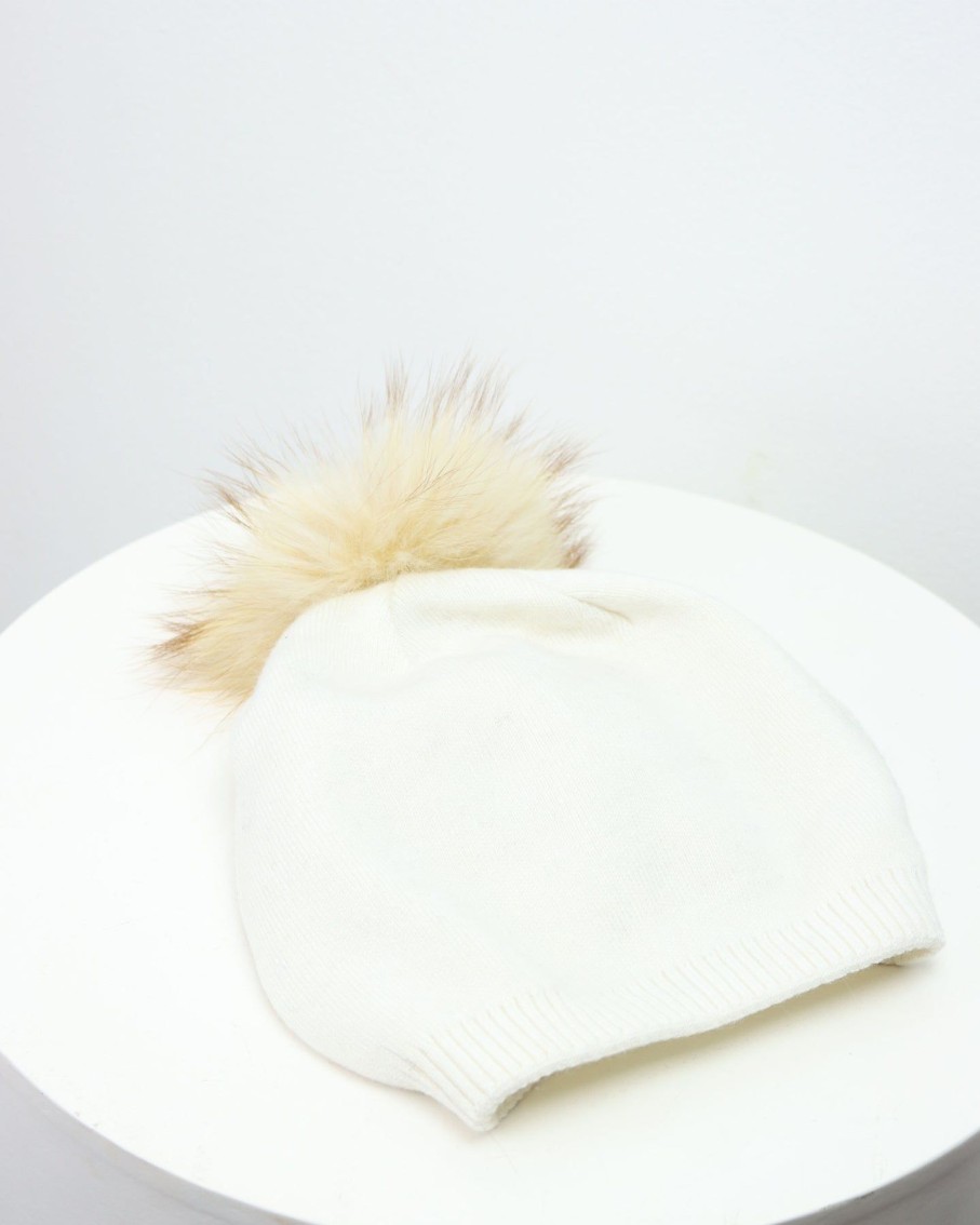 Women 227 Hats, Gloves & Scarves | White & Cream Pom Pom Beanie