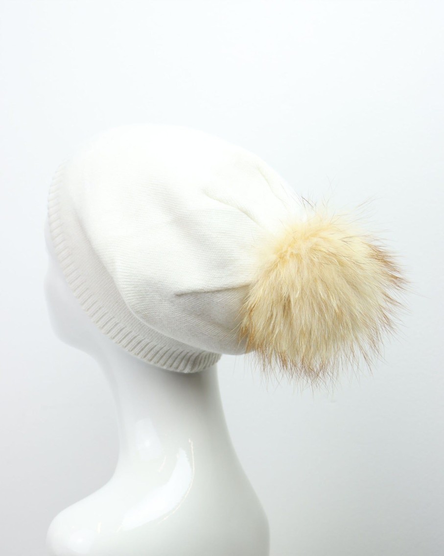 Women 227 Hats, Gloves & Scarves | White & Cream Pom Pom Beanie