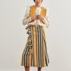 Women ESCVDO Skirts | Striped Pancha Midi Skirt