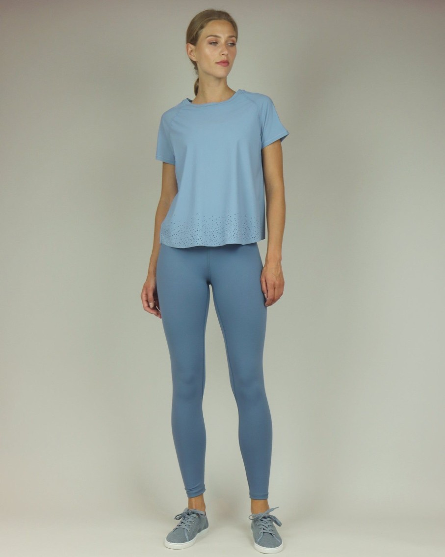 Women BLAIZ Activewear Activewear | Dusty Blue High-Waisted Leggings