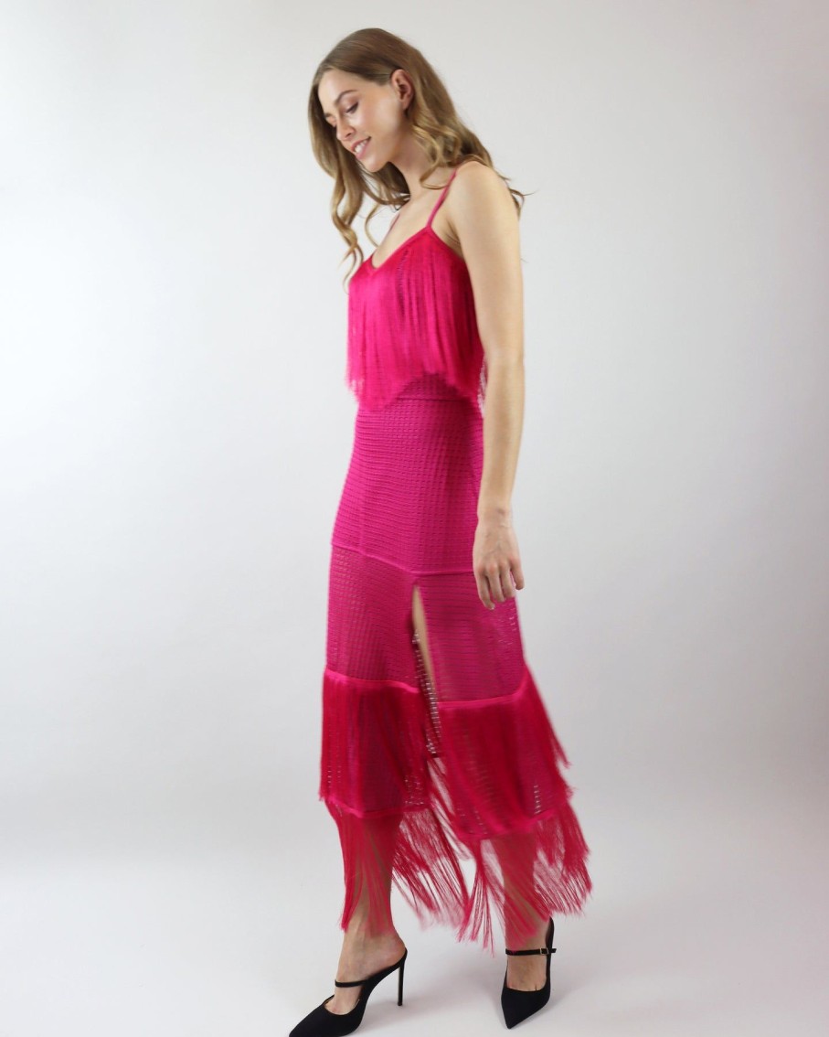 Women Skazi Dresses | Hot Pink Fringe Dress