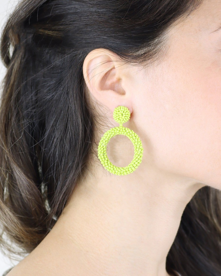 Women BLAIZ Earrings | Lime Green Arara Beaded Hoop Earrings™