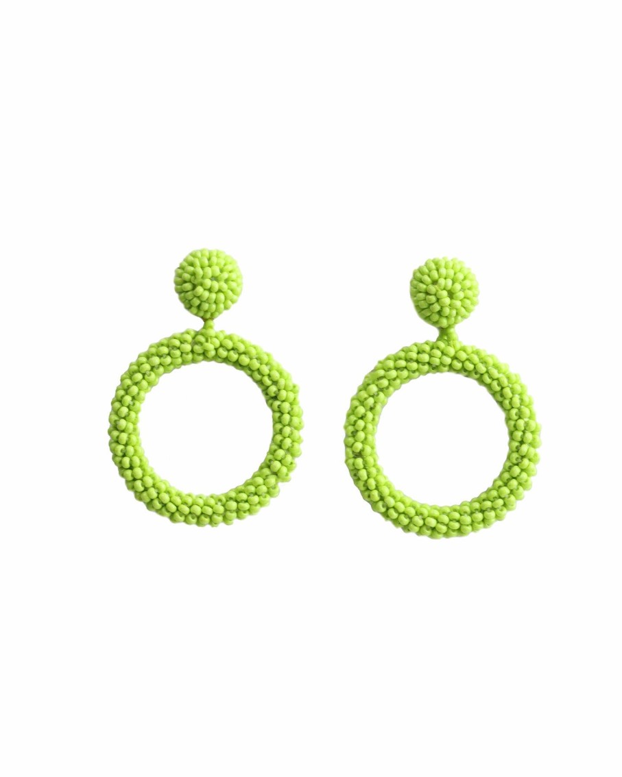 Women BLAIZ Earrings | Lime Green Arara Beaded Hoop Earrings™