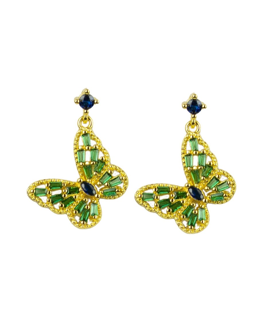 Women 227 Earrings | Butterfly Gem Mini Dangle Drop Earrings