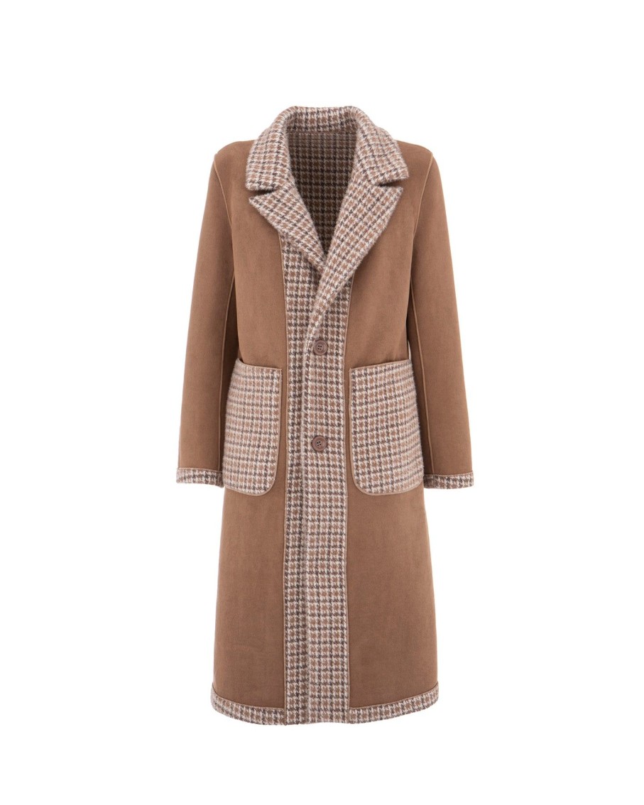 Women Arara for BLAIZ Coats & Jackets | Taupe Checked Reversible Tailored Coat