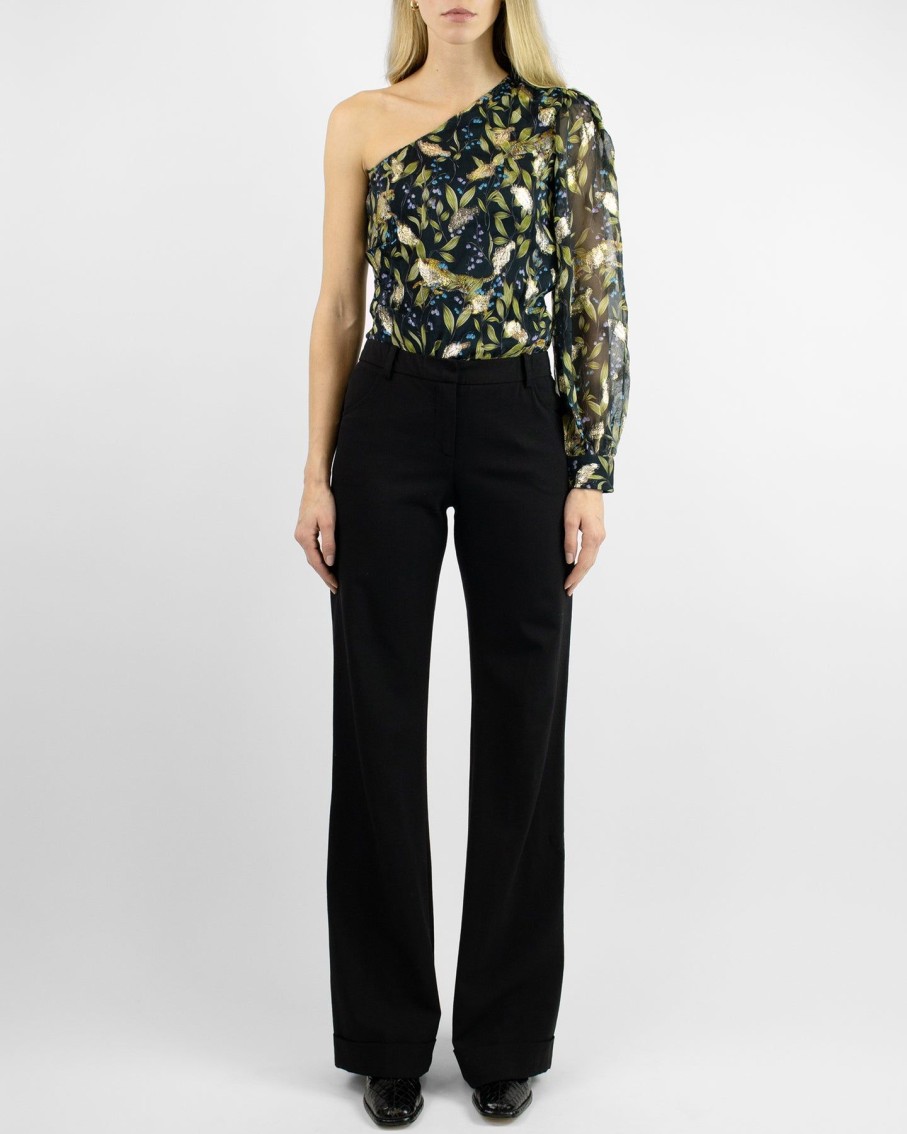 Women Arara for BLAIZ Shirts & Blouses | Valentina One-Shoulder Black Onyx Lurex Blouse