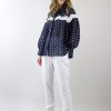 Women Skazi Shirts & Blouses | Navy Blue Sheer Polka Dot Shirt