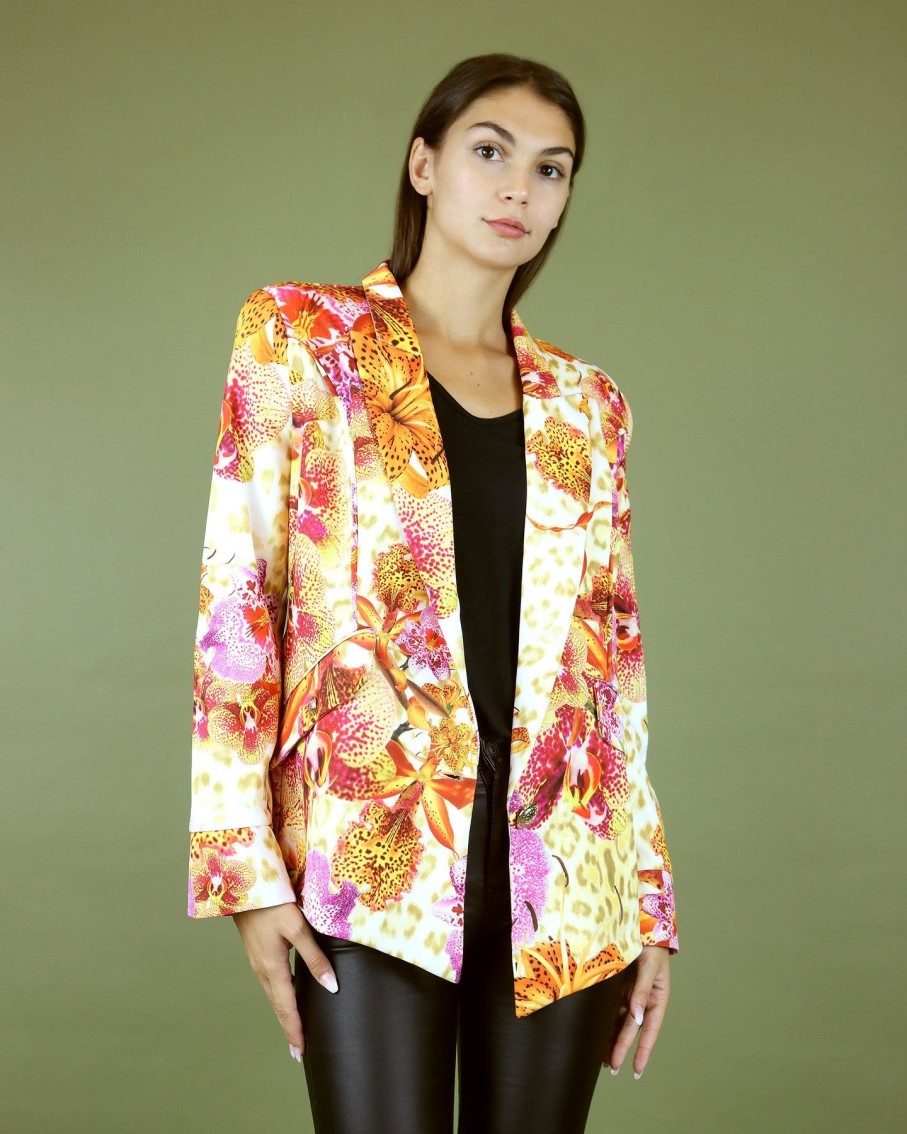 Women Skazi Coats & Jackets | Abstract Orchid Print Longline Blazer