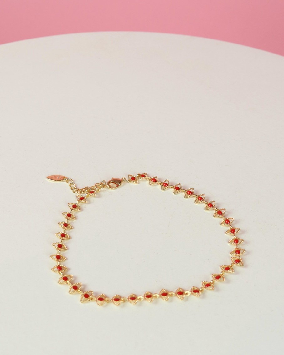 Women 227 Anklets | Scarlet Evil-Eye Gem Anklet