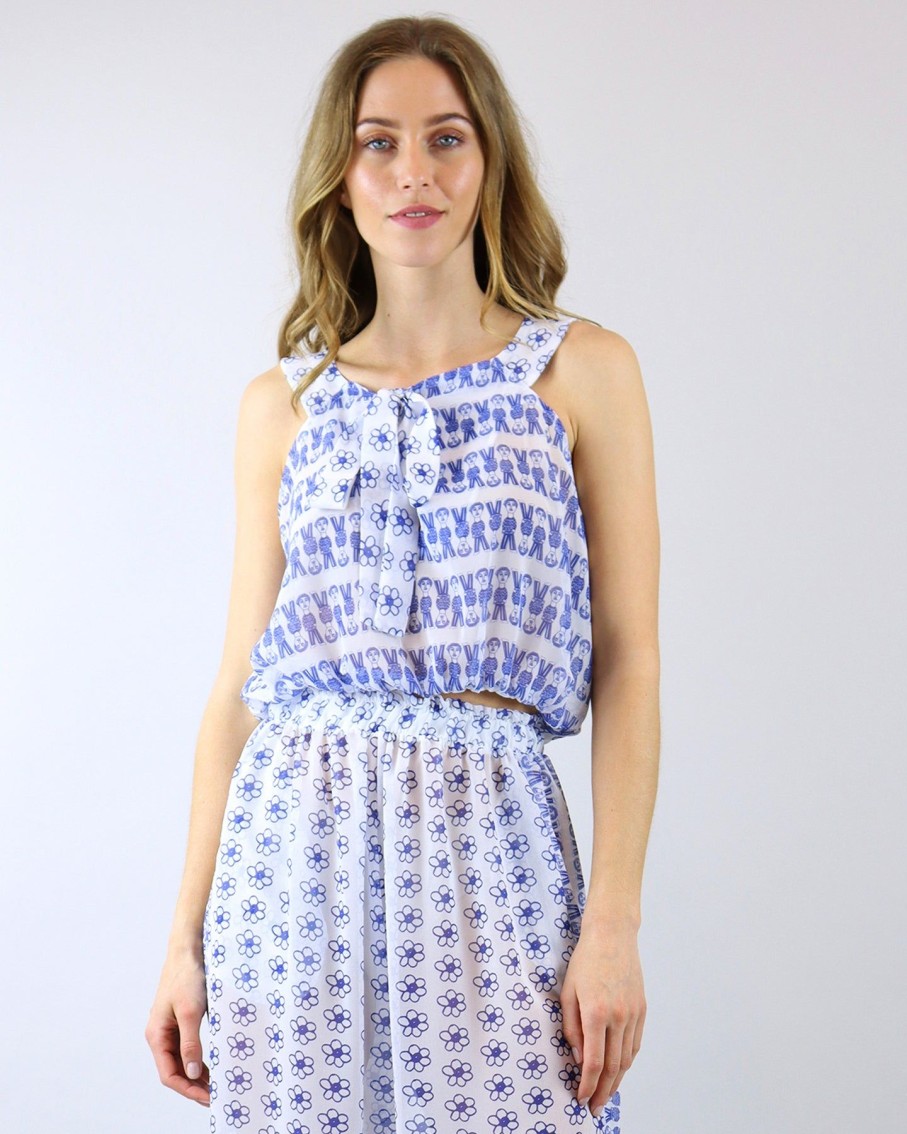 Women Levinia Sets | Infinity Blue Daisies Daphne Top