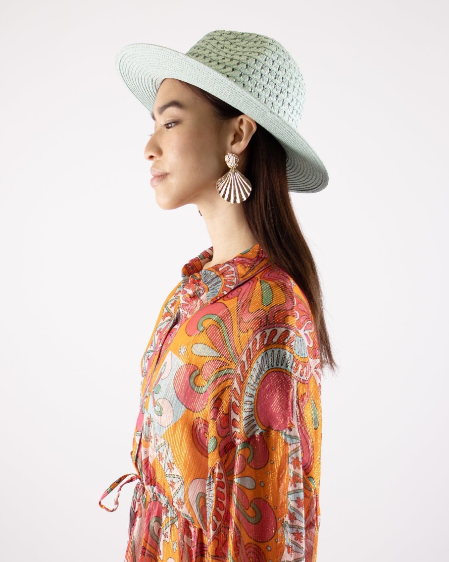 Women Blaiz Hats, Gloves & Scarves | Glenda Aqua Leather Band Paper Straw Hat