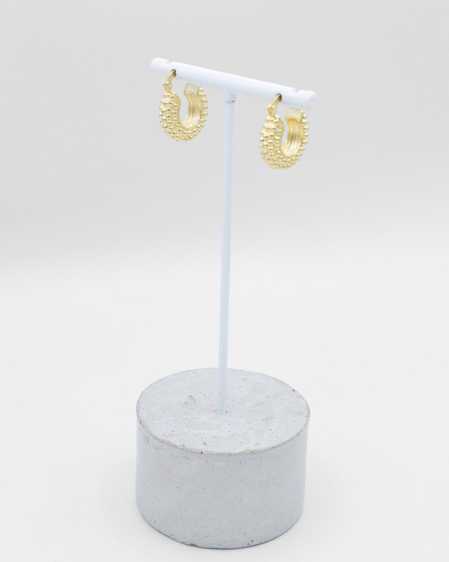 Women 227 Earrings | Emma Gold Textured Hoop Earrings