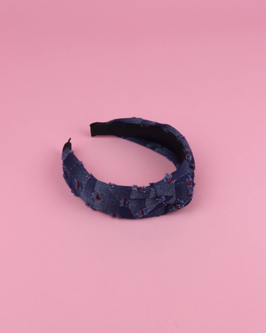 Women 227 Hair Accessories | Red Details Denim Headband