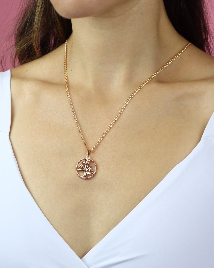 Women 227 Necklaces | Astrology Rose Gold Medallion Necklace