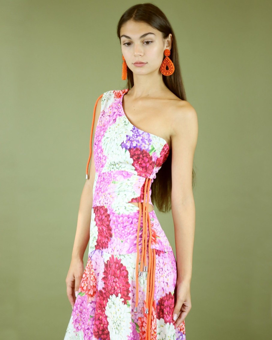 Women Skazi Dresses | Floral One Shoulder Cut Out Dress