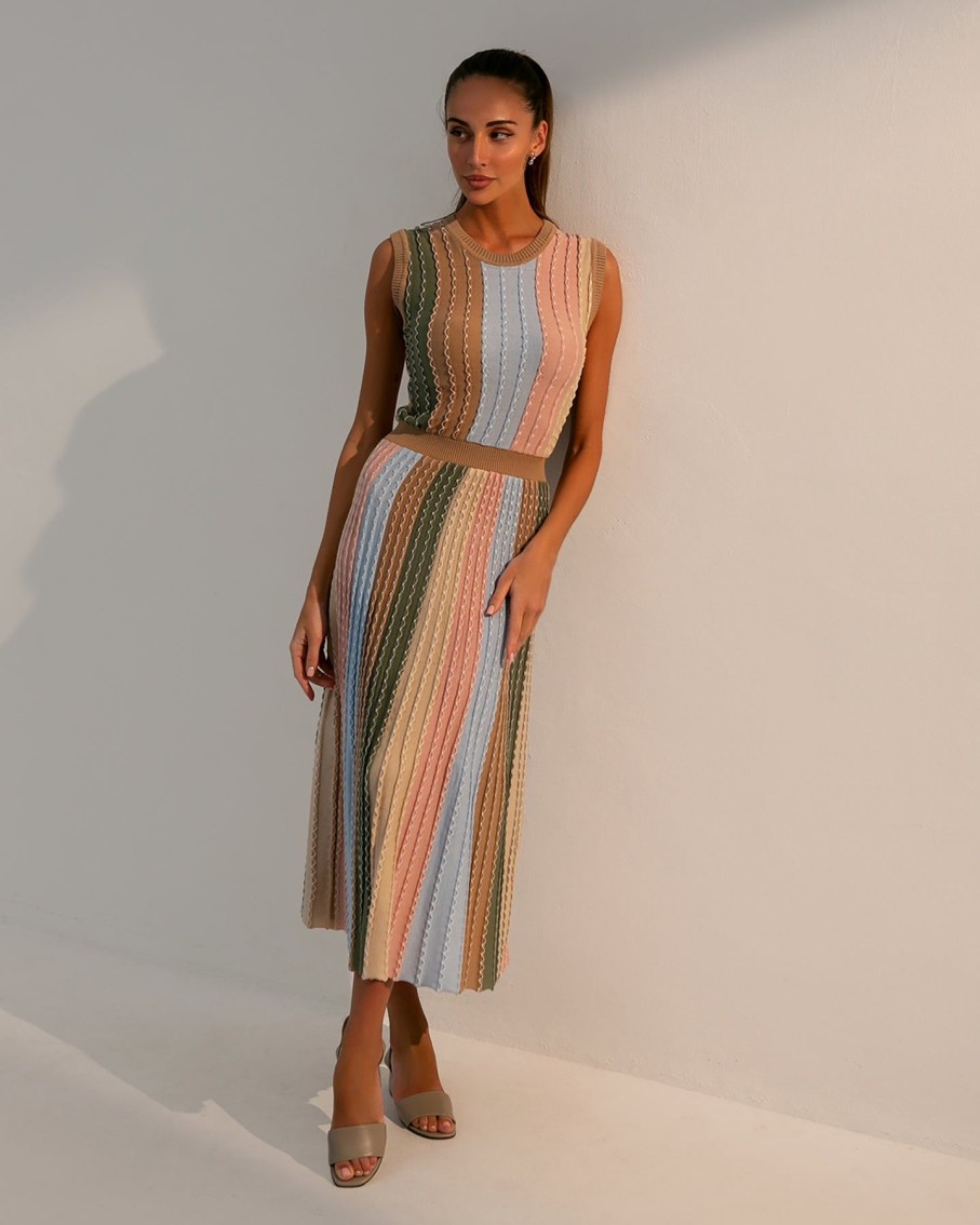 Women 25 UNION Dresses | Estel Colour-Block Knitted Midi Dress