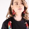 Women Arara for BLAIZ Earrings | Black And Red Vines And Shines Beaded Earrings