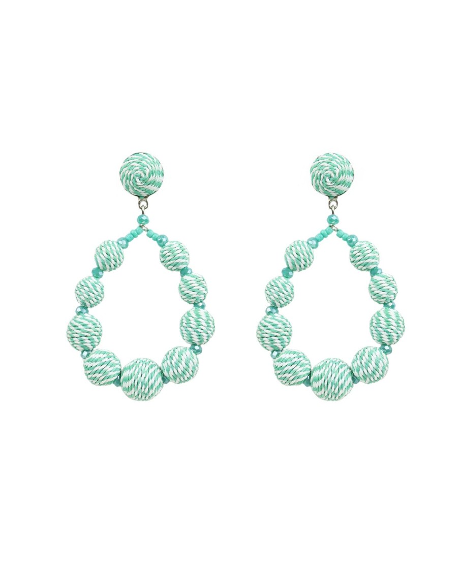 Women BLAIZ Earrings | Spearmint And White Intertwined Ibis Teardrop Earrings™