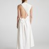 Women Maurizio Mykonos Dresses | Off White Side Open Back Cut Leather Midi Dress