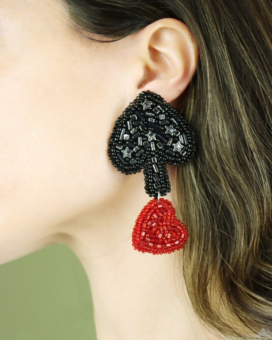 Women Arara for BLAIZ Earrings | Queen Of Spades Beaded Earrings