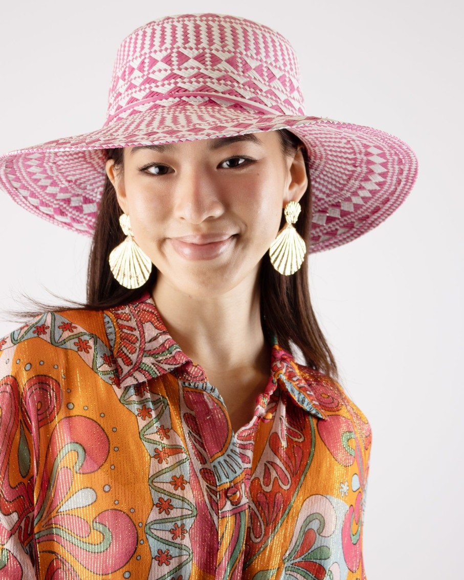 Women Blaiz Hats, Gloves & Scarves | Audrey Fuchsia Printed Paper Straw Hat