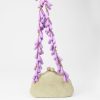 Women Serpui Clutches | Maya Sand Shell Bun With Lilac Handle Straw Bag