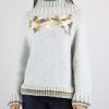 Women Cardan Cabos Jumpers & Cardigans | Grey Hand-Knit Turtle Neck Jumper