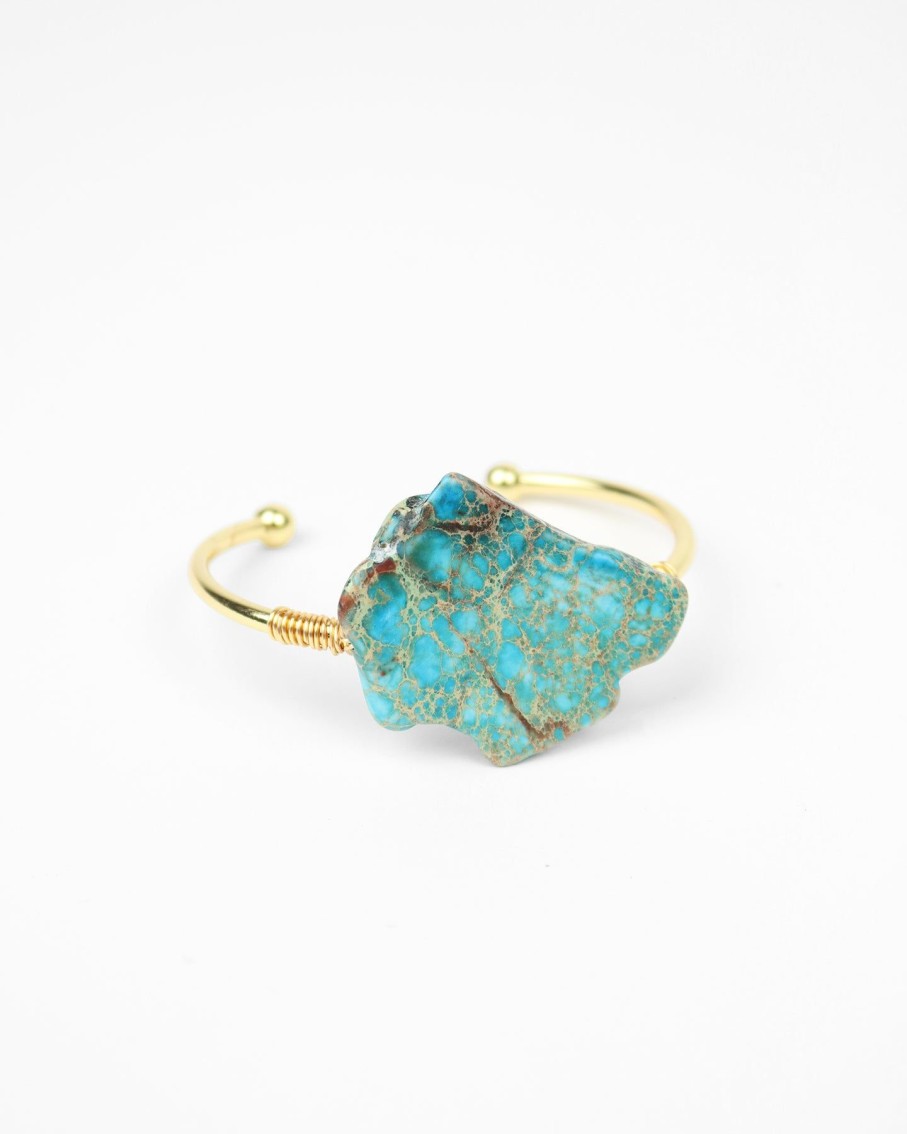 Women 227 Bracelets | Turquoise Agate Gold Wrap Cuff Bracelet