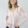 Women Cecilia Prado Jumpers & Cardigans | Baby Pink Fishnet Cold Shoulder Cardigan