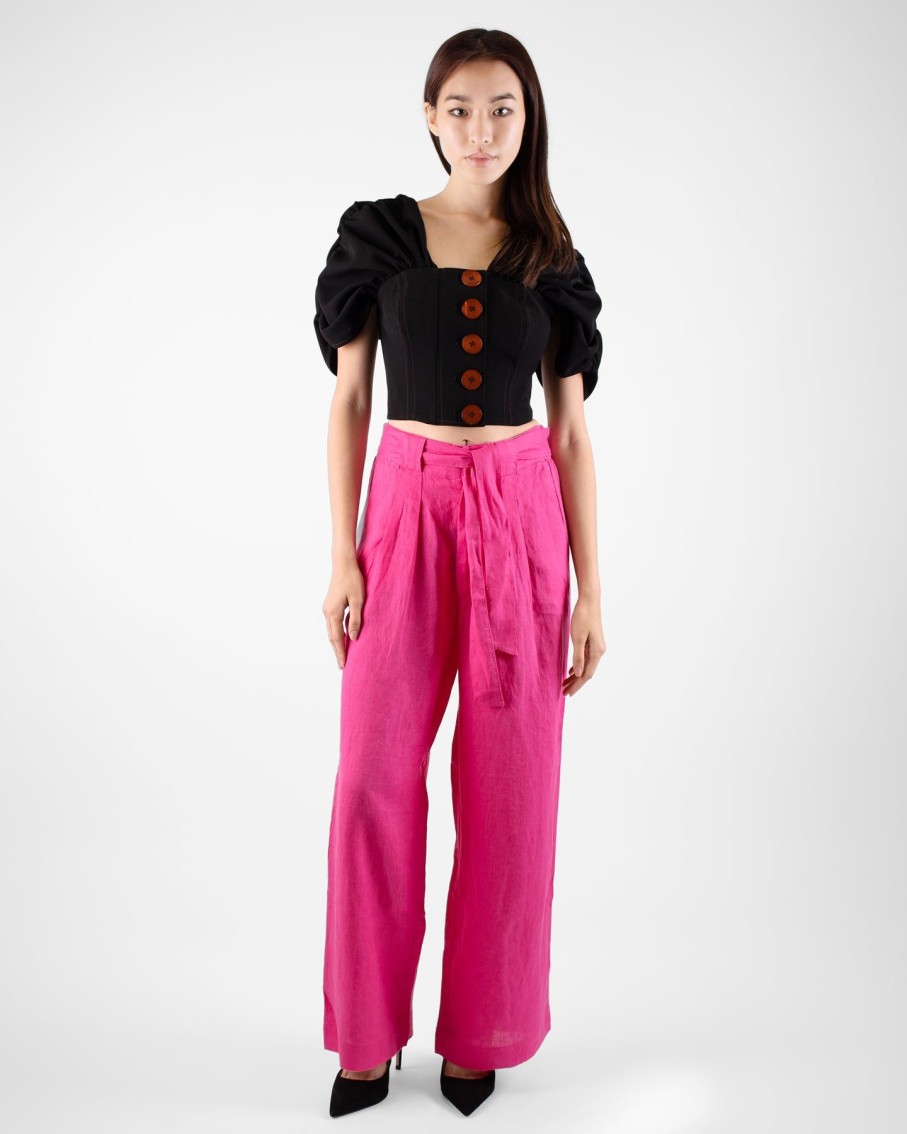 Women Marina V Trousers | Fuchsia Wide Leg Trousers