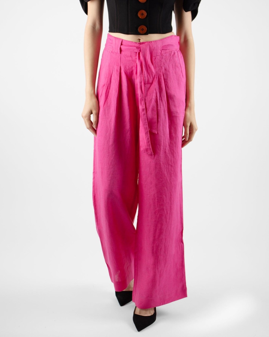 Women Marina V Trousers | Fuchsia Wide Leg Trousers