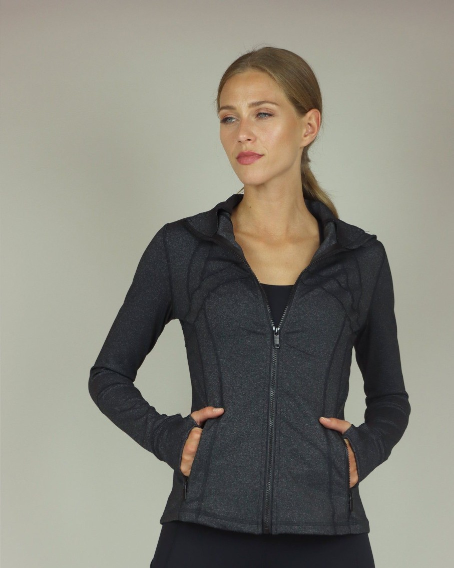 Women BLAIZ Activewear Activewear | Charcoal Yoga Jacket