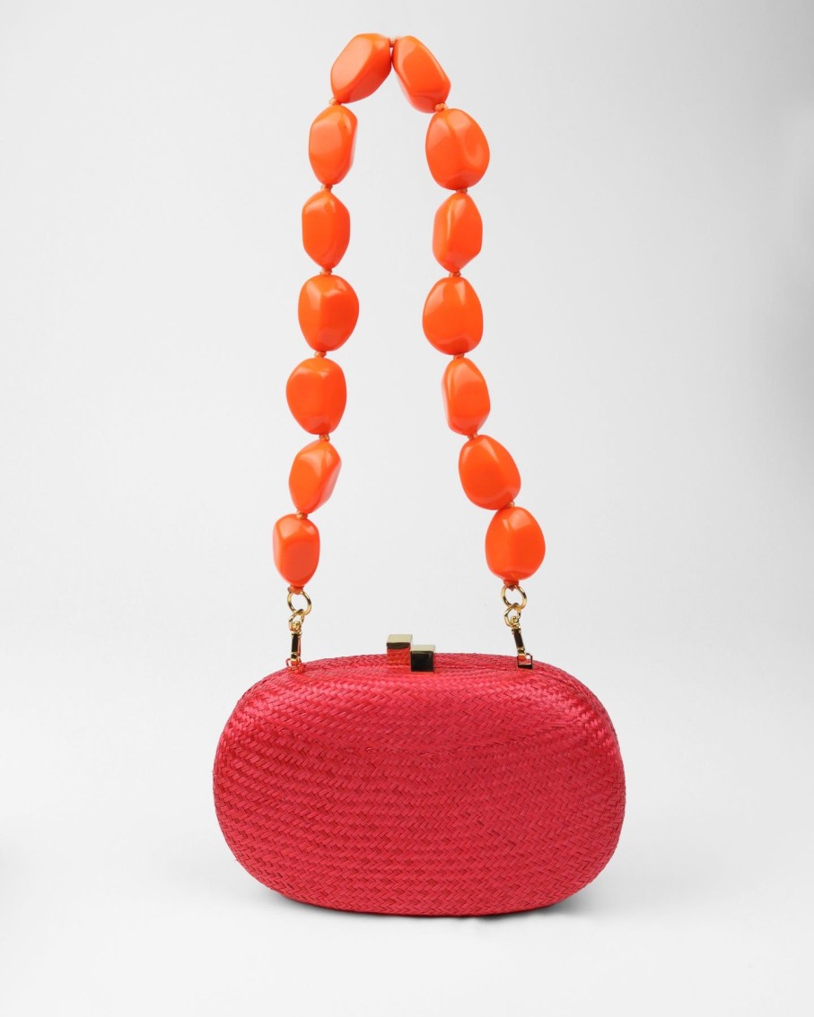 Women Serpui Clutches | Olivine Red Bun Straw Bag