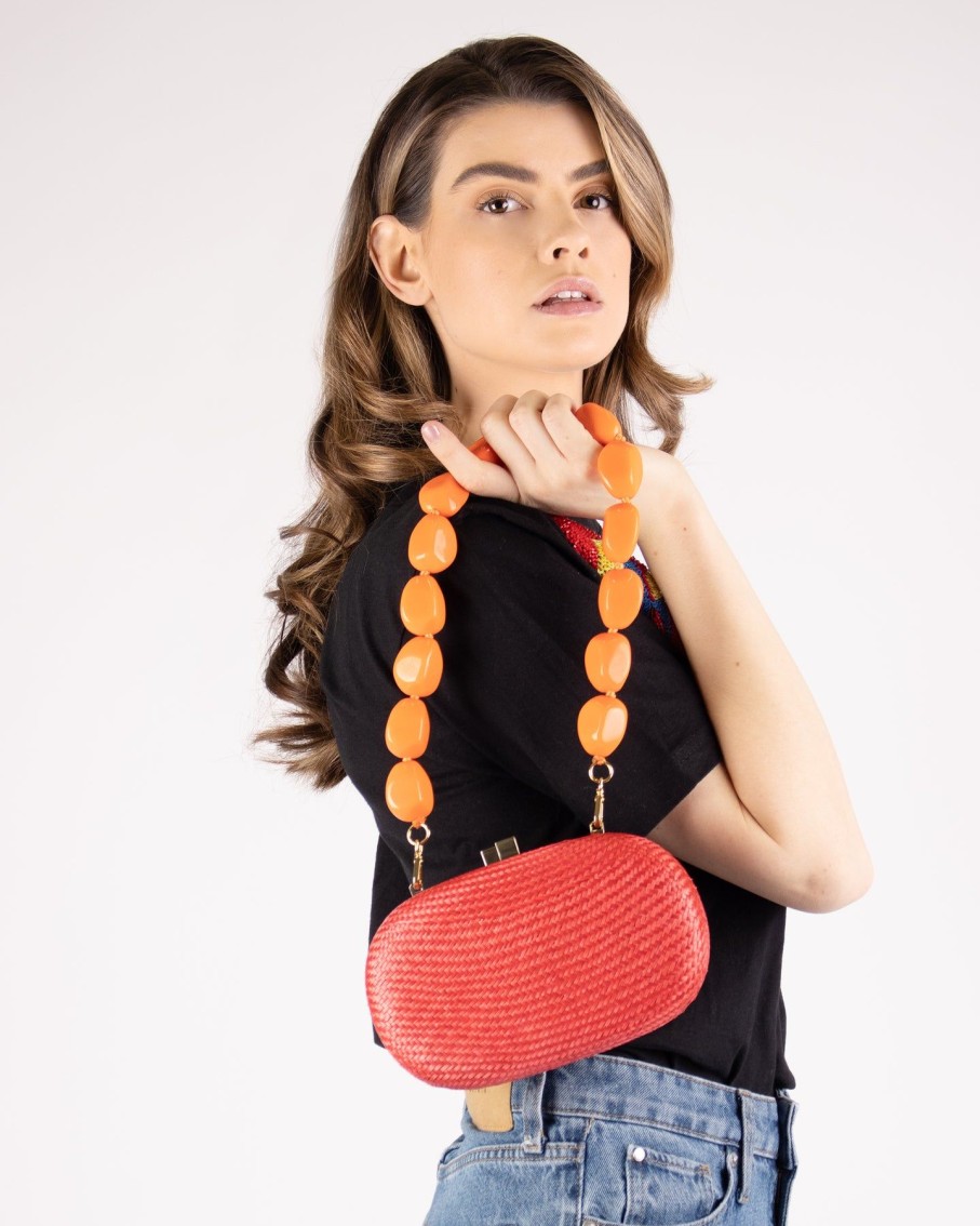 Women Serpui Clutches | Olivine Red Bun Straw Bag