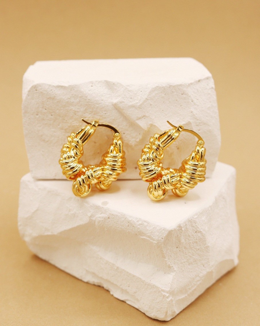 Women 227 Earrings | Knotted Gold Aurora Twist Hoop Earrings