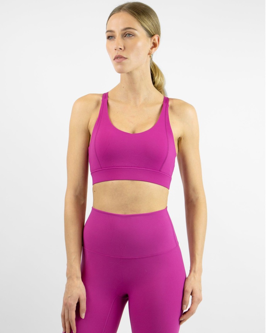 Women BLAIZ Activewear Activewear | Pitaya Pink Alana Criss-Cross Back High Impact Sports Bra