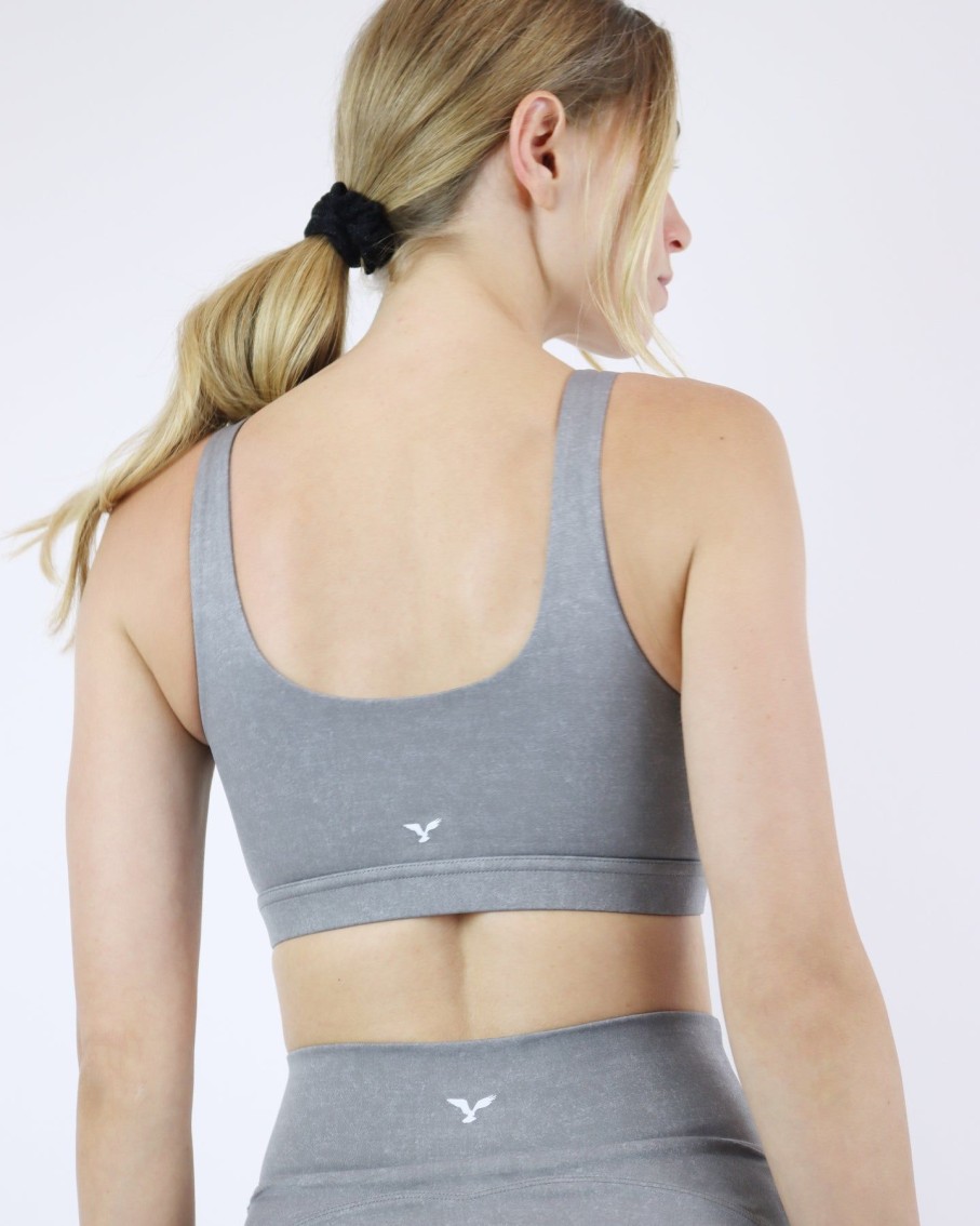 Women BLAIZ Activewear Activewear | Stone Grey Celia Thick Straight Strap Sports Bra