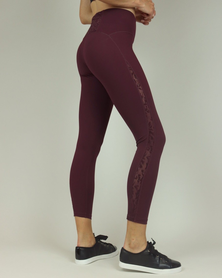 Women BLAIZ Activewear Activewear | Wine Lacy High-Waisted Leggings