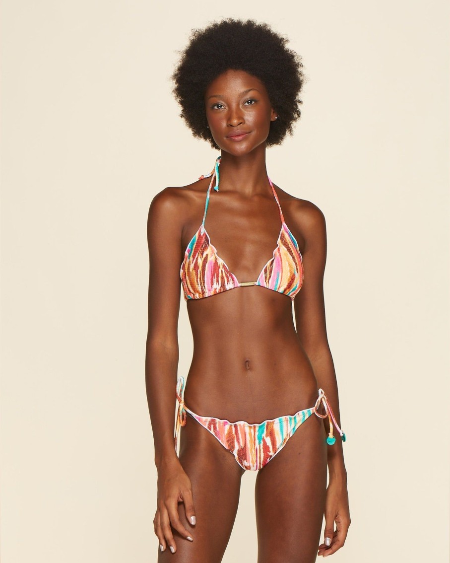 Women Cia Maritima Swimwear & Beachwear | Taroa Printed Triangle Ruffled Tie Bikini