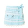 Women Batiche Skirts | Sky Blue Gingham Wrap Mini Skirt