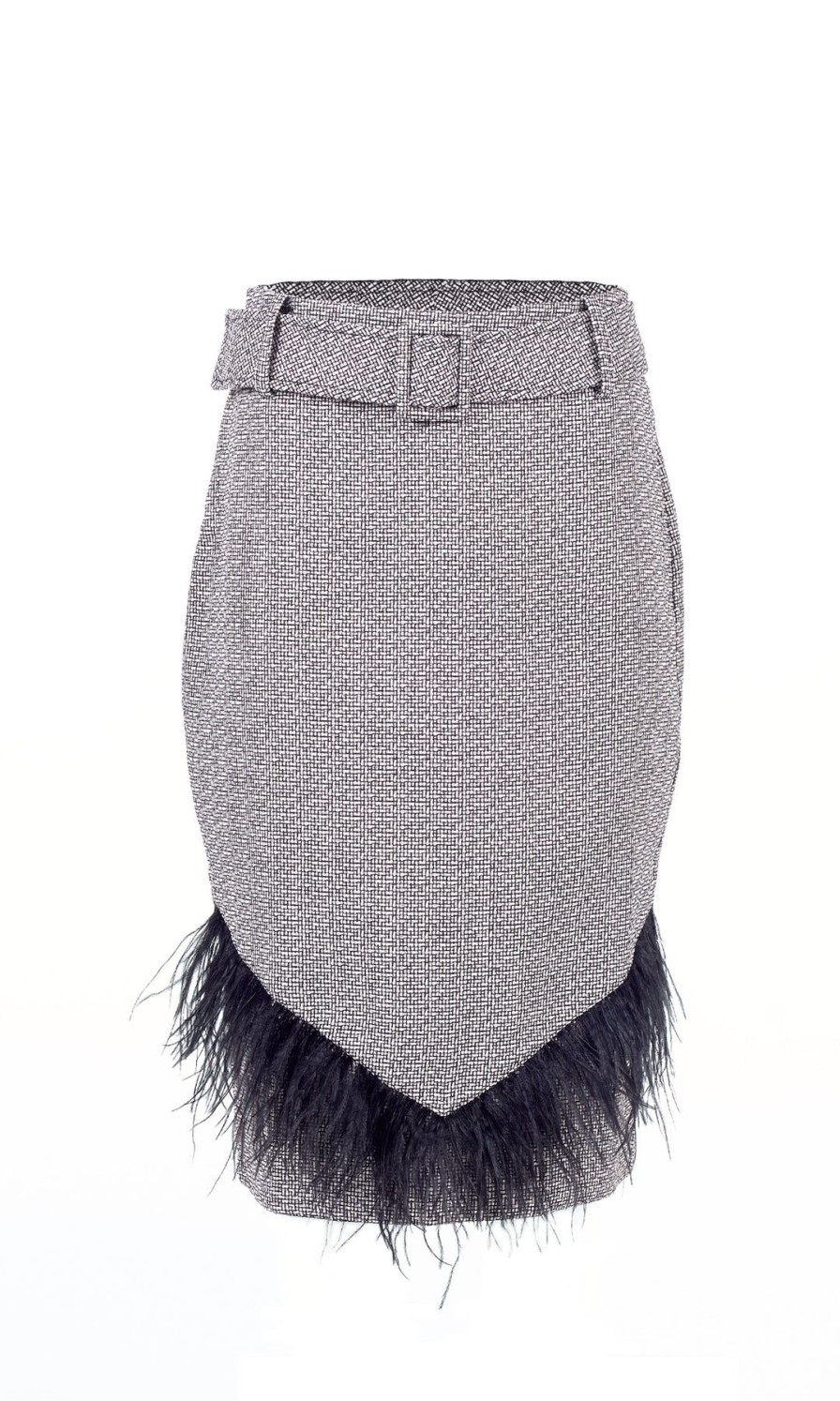 Women Iorane Skirts | Tweed Feather Trim Skirt