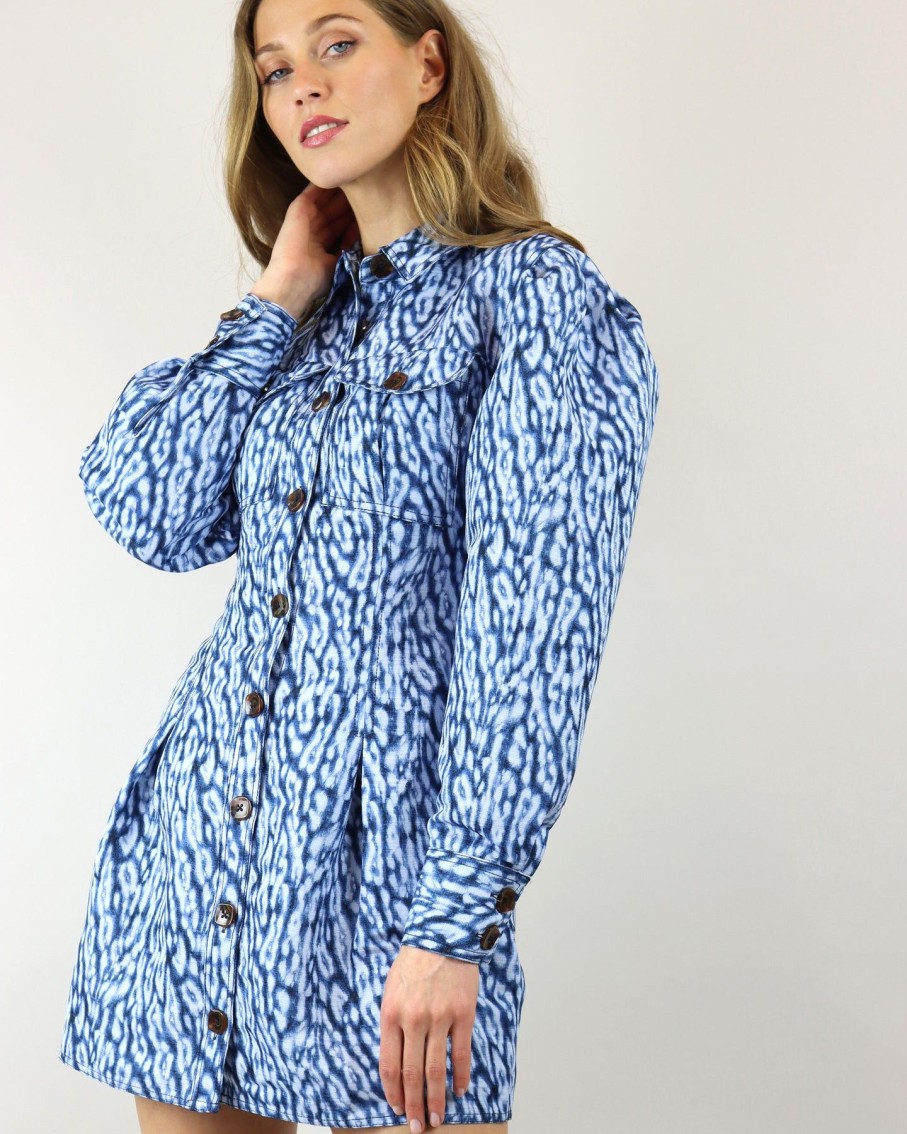 Women C/MEO Collective Dresses | Indigo Leopard Good Love Dress