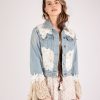 Women BLAIZ Coats & Jackets | Denim Ivory Lace Cropped Jacket