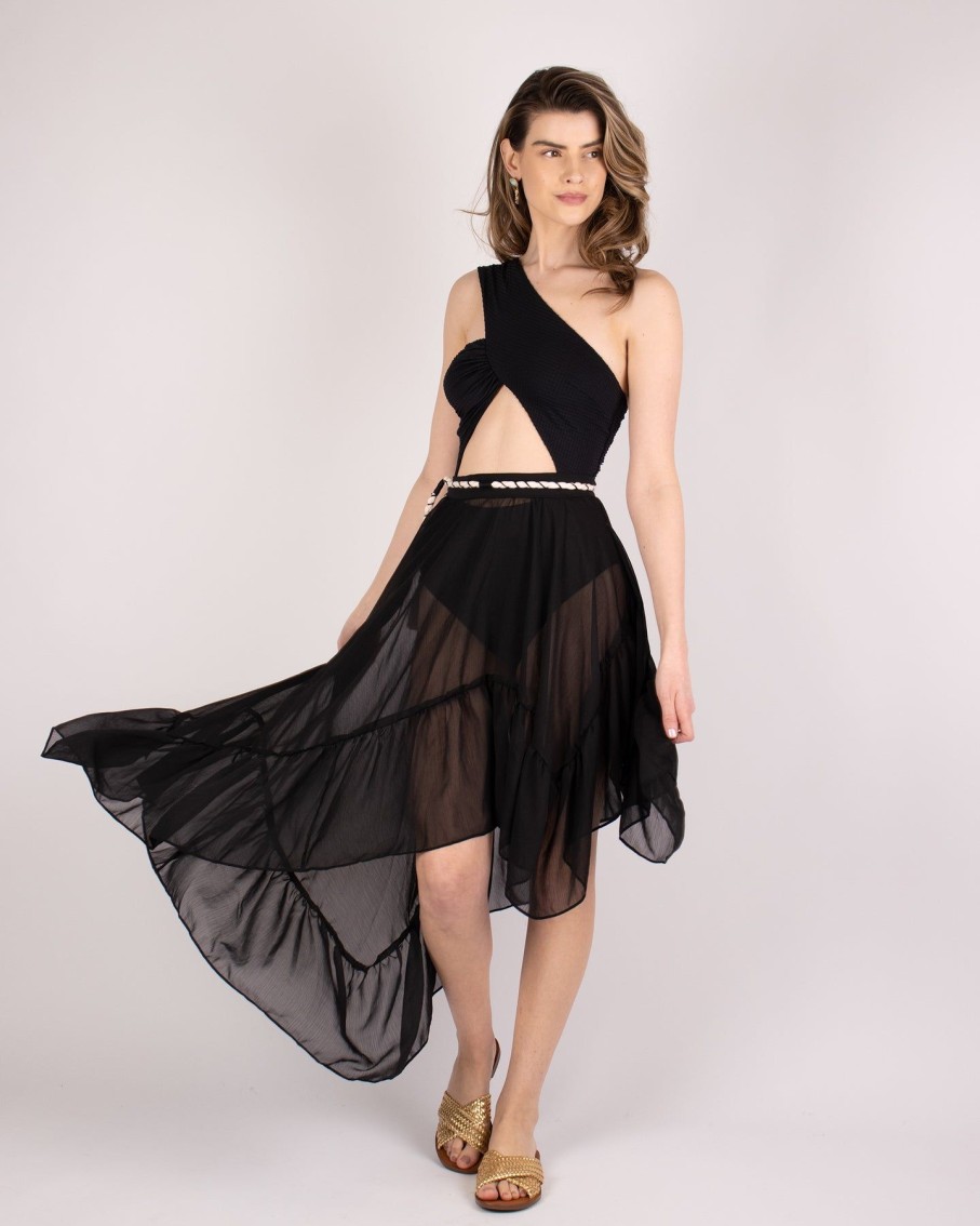 Women Karla Vivian Skirts | Black Point Ruffle Skirt