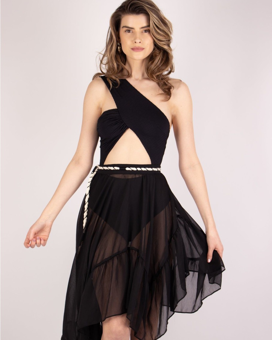 Women Karla Vivian Skirts | Black Point Ruffle Skirt