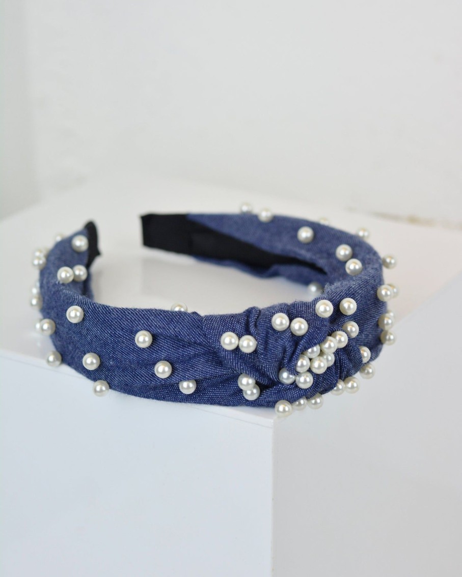 Women 227 Hair Accessories | Dark Denim & Pearl Headband