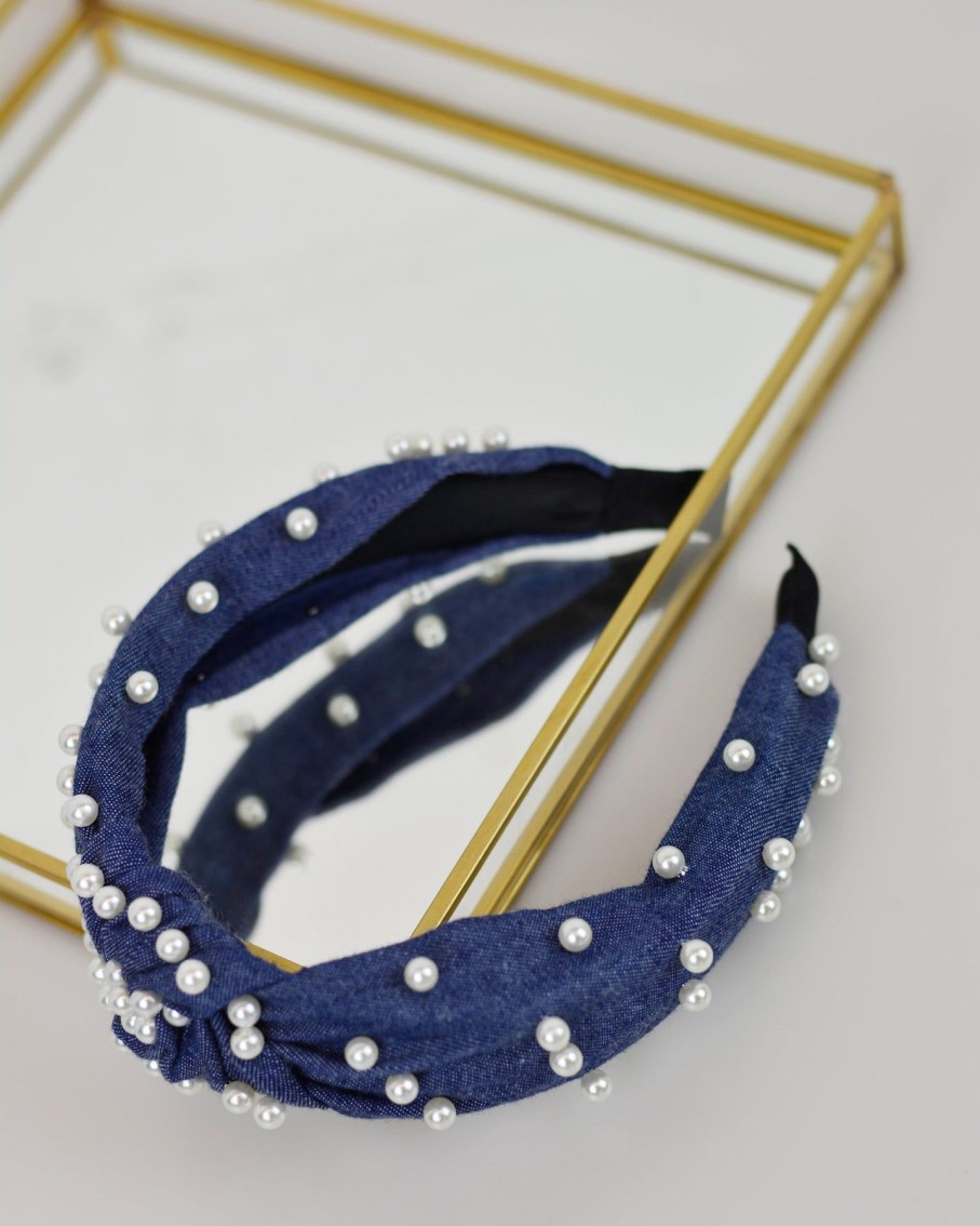 Women 227 Hair Accessories | Dark Denim & Pearl Headband